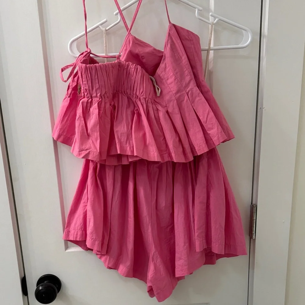 Free People Pink Women's Pleated Skort Set - Picture 4 of 5